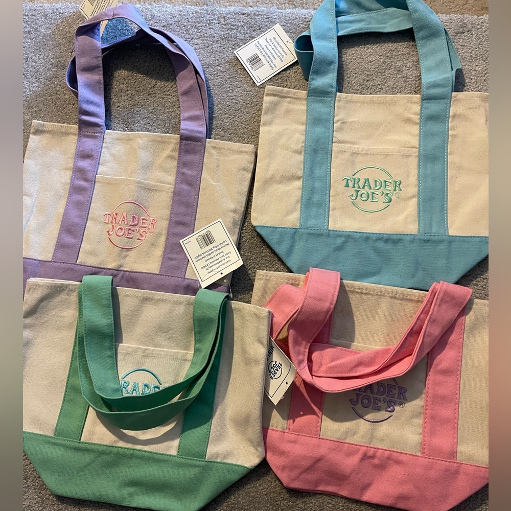 Trader Joe's Mini Canvas Tote Bags (Set Of 4)